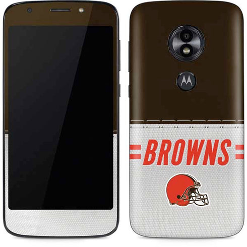 NFL Cleveland Browns White Striped Moto E5 Play Skin